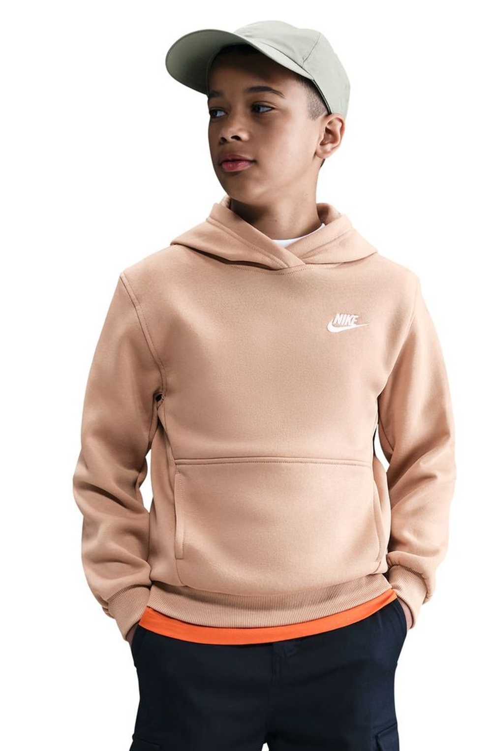 Детская теннисная толстовка Nike Kids Sportswear Club Fleece Pullover Hoodie - hemp/white