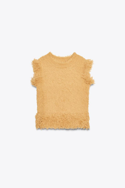 ZARA ВЯЗАНЫЙ ЖИЛЕТ , РЫЖЕВАТО-КОРИЧНЕВЫЙ