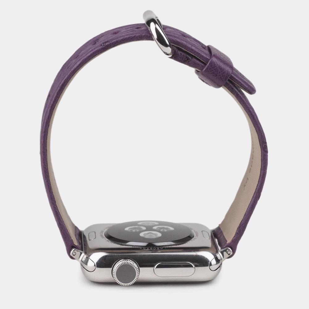 Ремешок для Apple Watch 40/41/42 mm из кожи страуса, фиолетового цвета