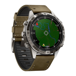 Спортивные часы Garmin MARQ Adventurer (Gen 2), гибридный ремешок, чёрный силиконовый ремешок Безель и корпус из титана, AMOLED-дисплей с куполообразным сапфировым стеклом. Ремешок из кожи и фторэластомера и силиконовый ремешок с классическими застёжками