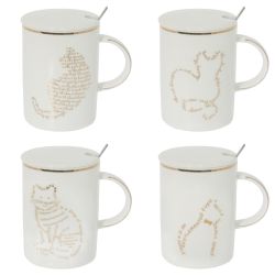 GAEM Кружка с крышкой и ложкой, 400 мл, L11,5 W8 H11,5 см, 4в.