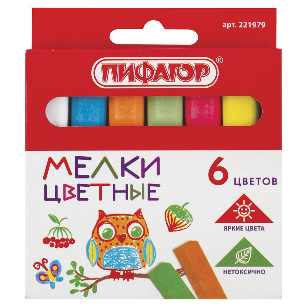 Мел цветной, 6 цветов (Пифагор)