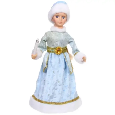Снегурочка «Зимняя тайна» 40 см в голубой шубке