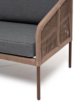 "Канны" лаунж-зона 4-местная из роупа со столом "Верона" (серый гранит), каркас алюминиевый коричневый, роуп коричневый