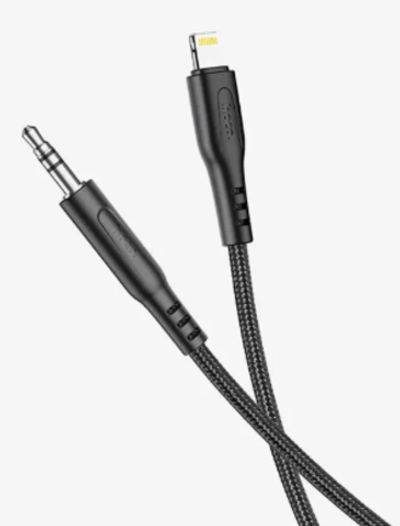 Кабель Hoco UPA18 Digital audio (3.5mm) на (Lightning) 100см нейлоновая оплетка (черный)