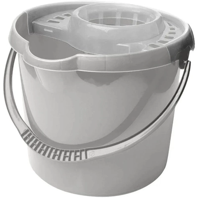 Ведро Etna круглое 12л с отжимом МОП (серый)