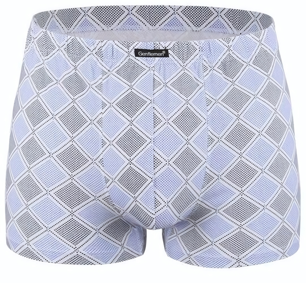 Мужские трусы-боксеры с ромбовидным принтом (Размер: XL) (Цвет: нежно-голубой)