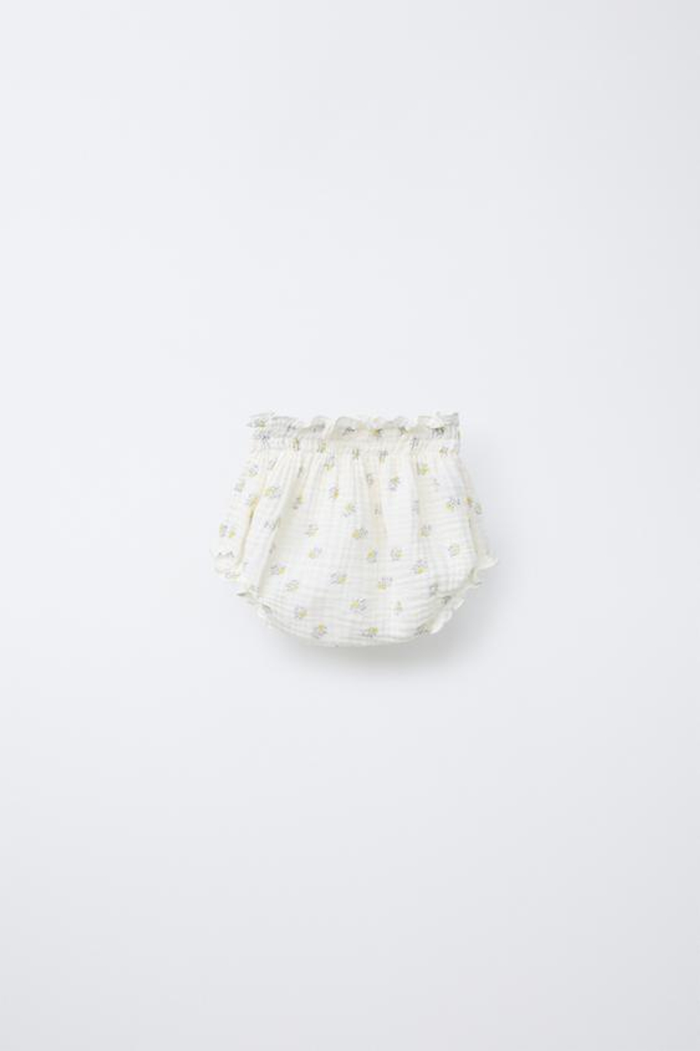 ZARA ТРУСЫ ИЗ РЕЛЬЕФНОЙ ТКАНИ С ЦВЕТОЧНЫМ ПРИНТОМ, ЖЕЛТОВАТО-БЕЛЫЙ