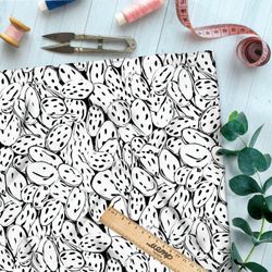 Ткань премиум атлас черно-белый марш