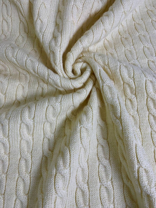 Трикотаж шерсть, крем, жаккард косичка FC#66