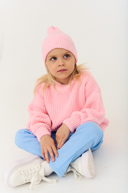 Джемпер вязаный oversize розовый