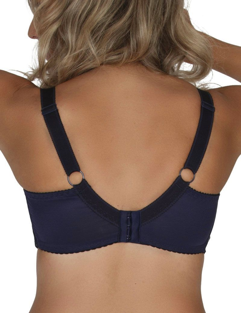 Темно-синий бюстгальтер с мягкой чашкой +size из кружева с «ресничками» (Размер: 80J) (Цвет: темно-синий)