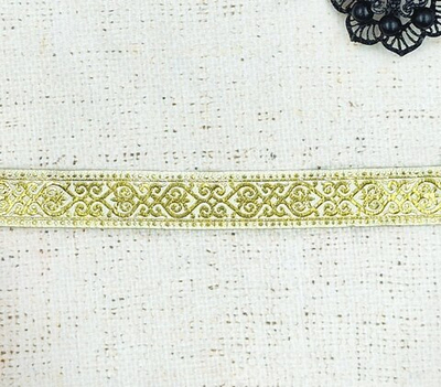 Тесьма жаккард, ш. 2 см, кремовый/светлое золото