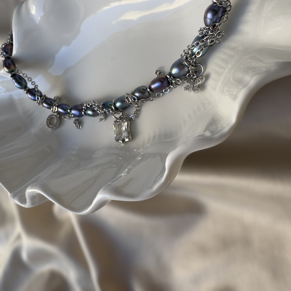 Чокер-колье с цепочками и жемчугом: "Дерзкая Я"