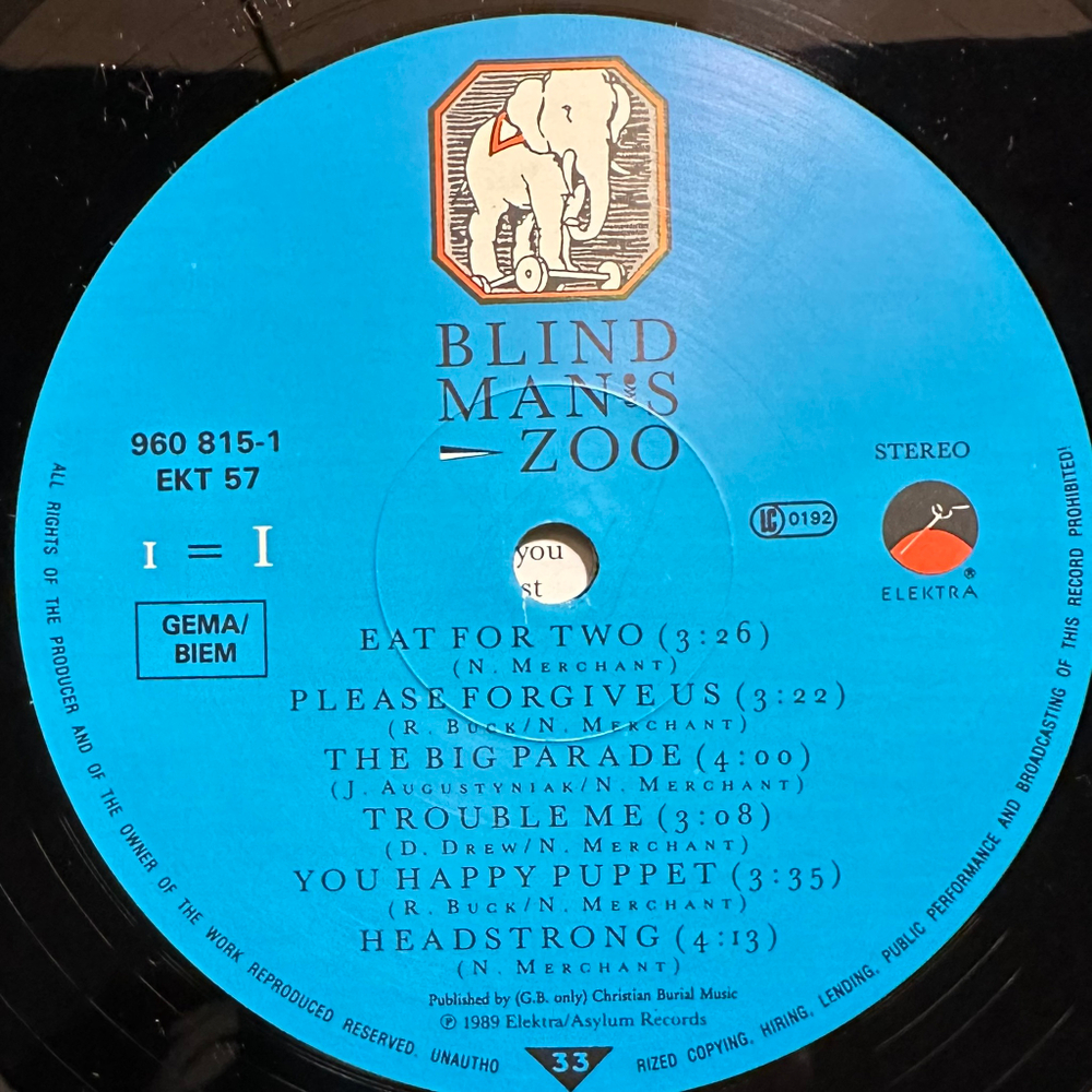 10,000 Maniacs - Blind Man's Zoo (Европа 1989г.)description