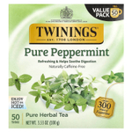 Twinings, Pure Herbal Tea, чистая перечная мята, без кофеина, 50 чайных пакетиков, 100 г (3,53 унции)