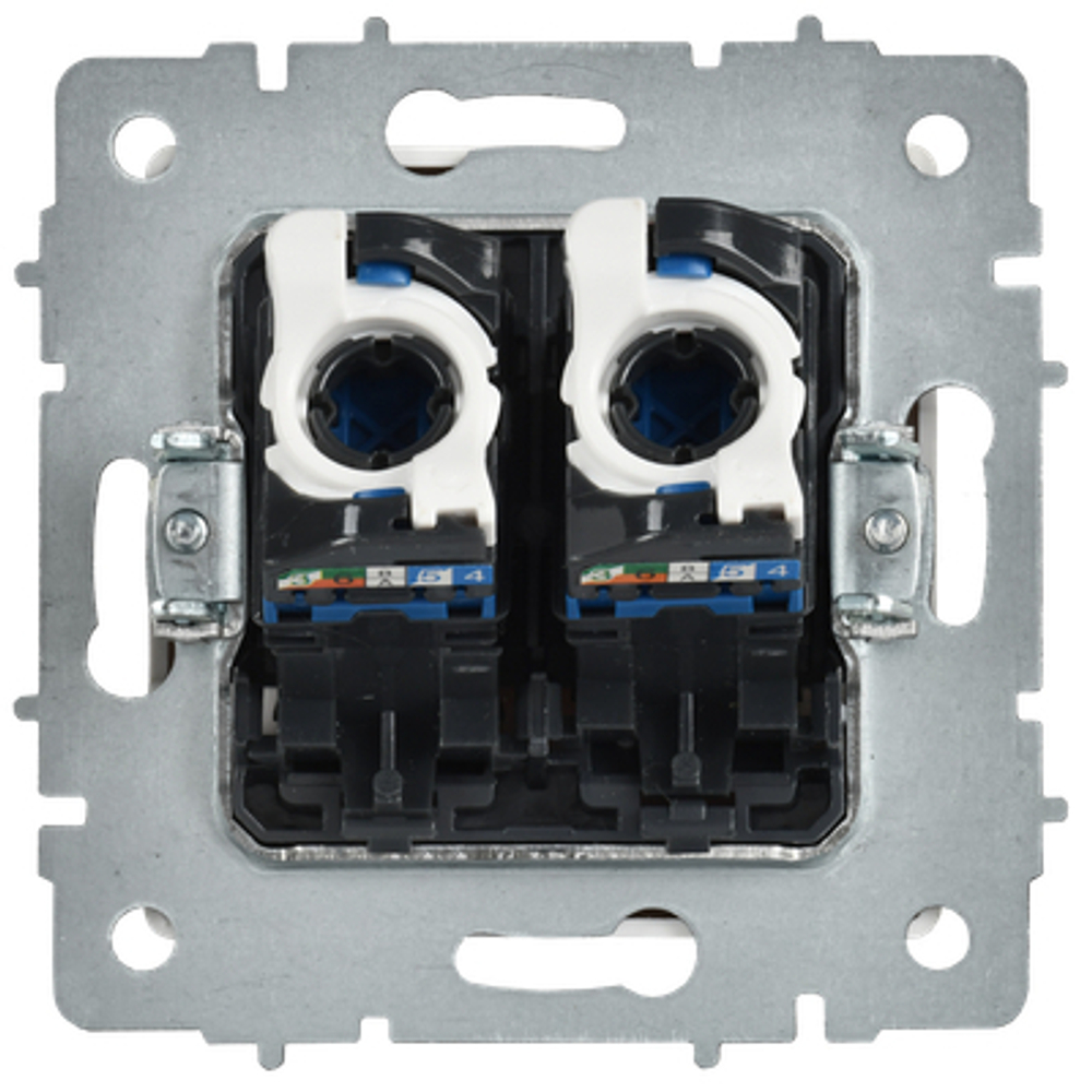 BRITE Розетка компьютерная двойная RJ45 кат.6 РК11-2-БрАБ арктический белый IEK
