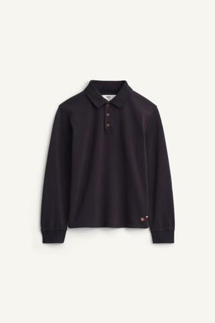 ZARA ПОЛО С ДЛИННЫМ РУКАВОМ, ТЕМНО-СИНИЙ