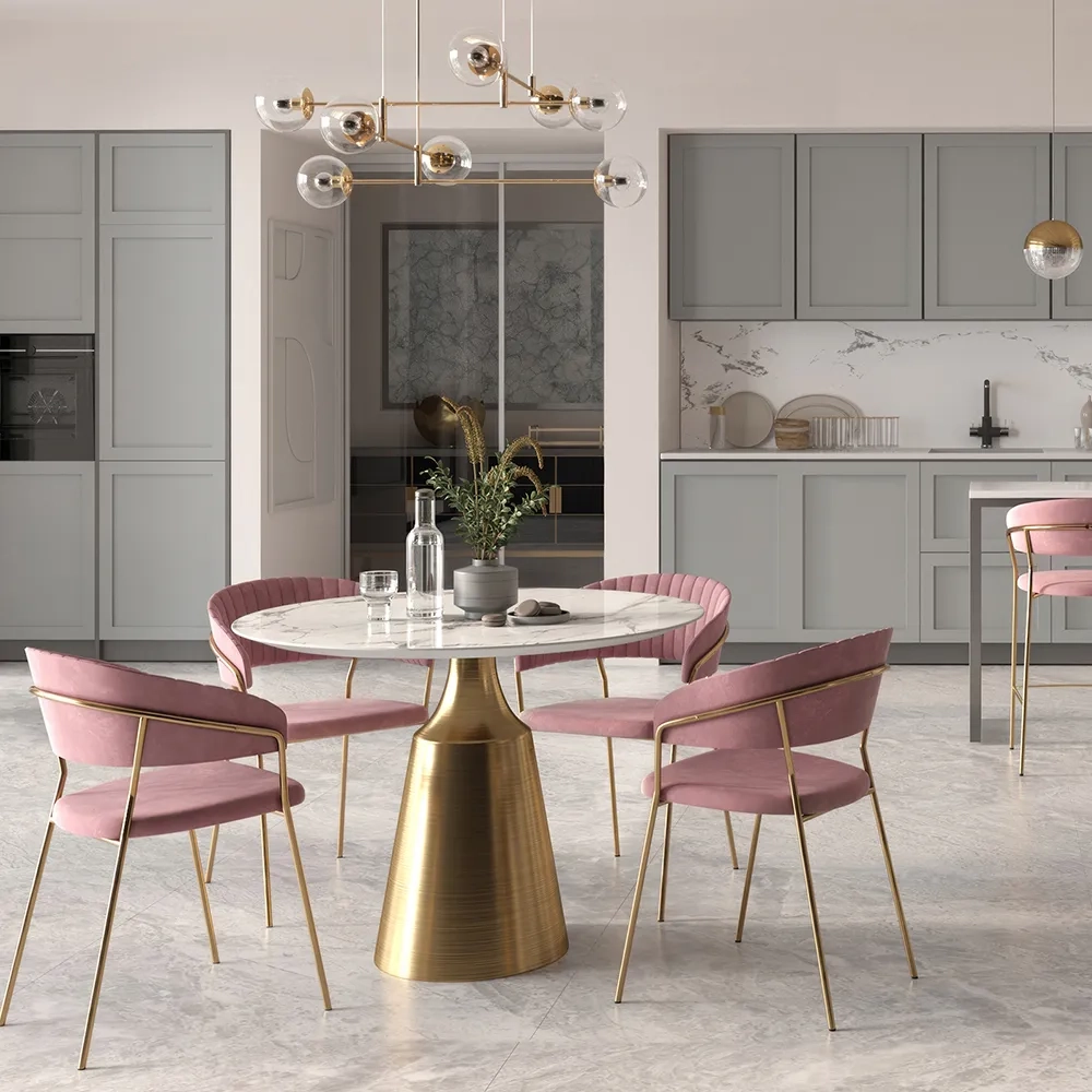 Комплект из 4-х стульев Bradex Home Turin пудровый с золотыми ножками