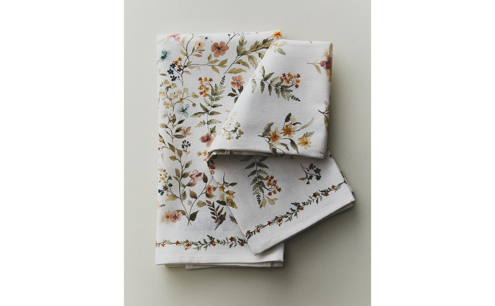 Zara Home кухонное полотенце из хлопка, цветочный мотив, 60 40 см (комплект 2 шт.) · 7240/026
