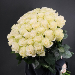 Белые высокие розы Эквадор 70см