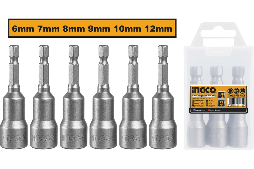 Набор магнитных торцевых головок INGCO AMN65061 INDUSTRIAL 1/4&quot;