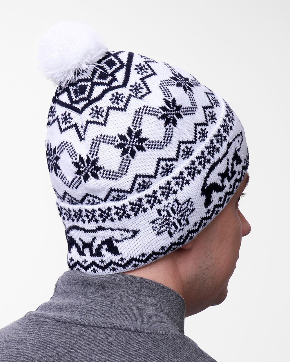 Мужская шапка PRIVAL  с отворотом АРКТИКА белый