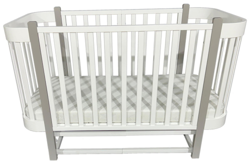 Детская кроватка Кедр Florencia продольный маятник 3 в 1 белый/серый