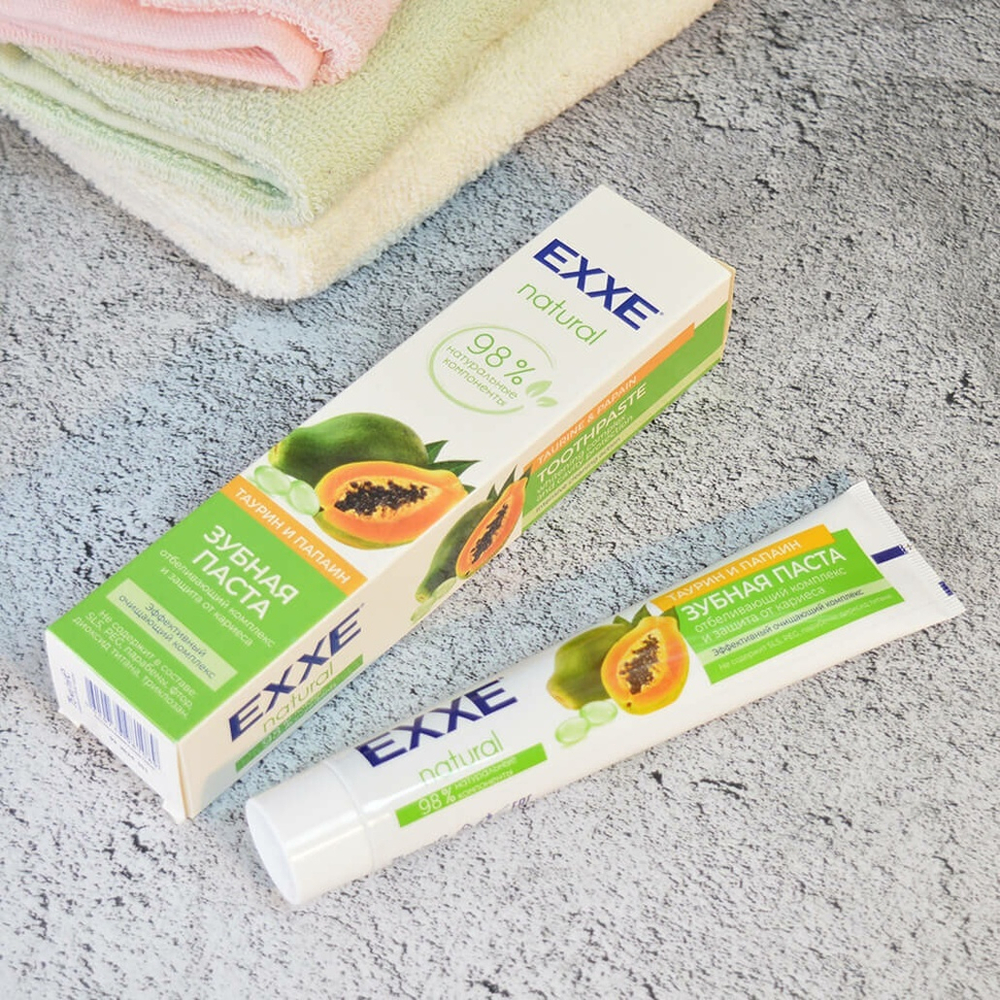 Зубная паста natural "Таурин и папаин" 75мл, EXXE