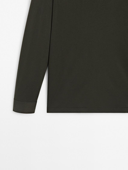 Massimo Dutti Поло из 100% хлопка с длинными рукавами, темно-зеленый