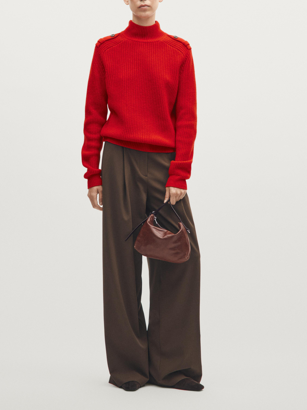 Massimo Dutti Маленькая сумка из кожи наппа, цвет кожи