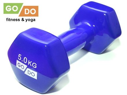 Гантель GO DO в виниловой оболочке. Вес 5  кг.  (Синий)