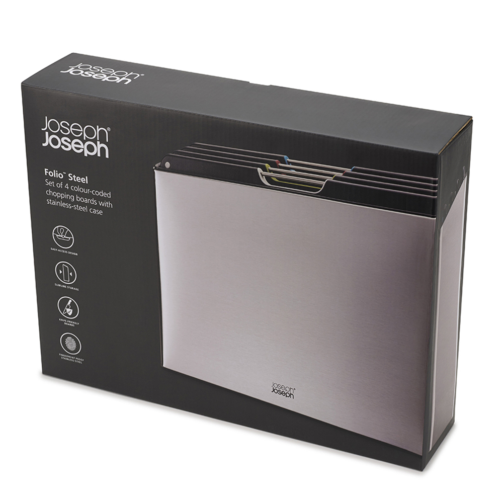 Набор разделочных досок в подставке folio steel, нержавеющая сталь, 4 шт.