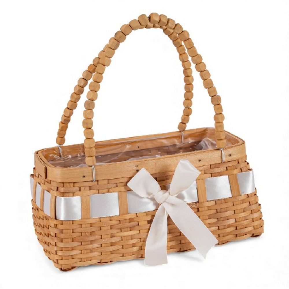 Корзина "Секвойя" D22*12*Н12НН25 см Натуральный с бантом