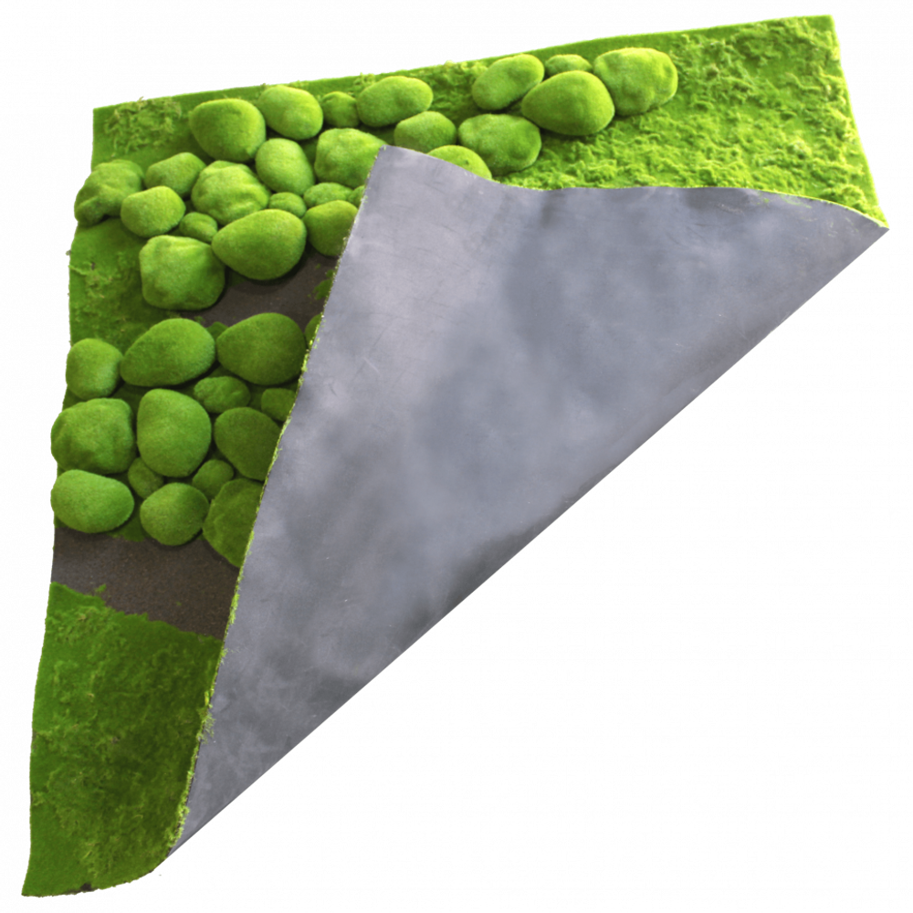 Мох искусственный Дизайн 12 "Камешки", ширина 1м, рулон 1м