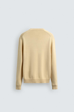 ZARA СВИТЕР КЛАССИЧЕСКОГО КРОЯ ИЗ ХЛОПКА, ВАНИЛЬНЫЙ