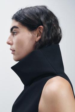 ZARA ТОП С ВОРОТНИКОМ-СТОЙКОЙ — ZW COLLECTION, ЧЕРНЫЙ