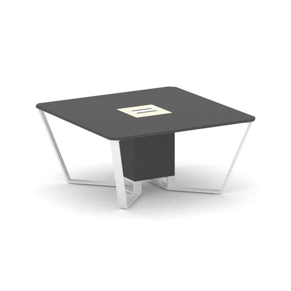 Steel Meet Стол переговорный квадратный KMK-PR.B.SP-08 Антрацит/Ваниль Глянец/Металл Белый 1600*1600