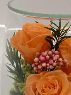 натуральные кустовые розы в стекле, вакуум*