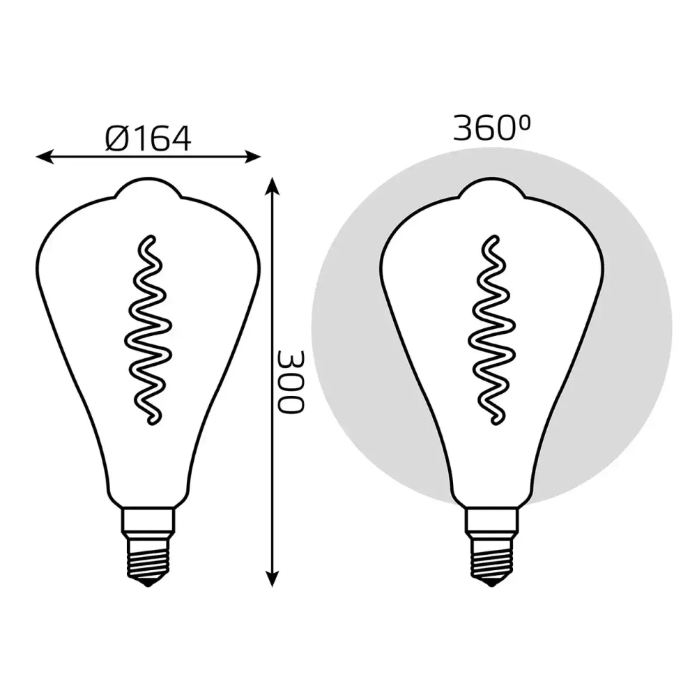 Лампа Gauss LED Filament ST164 8.5W Е27 165lm 1800К  gray flexible 157802005