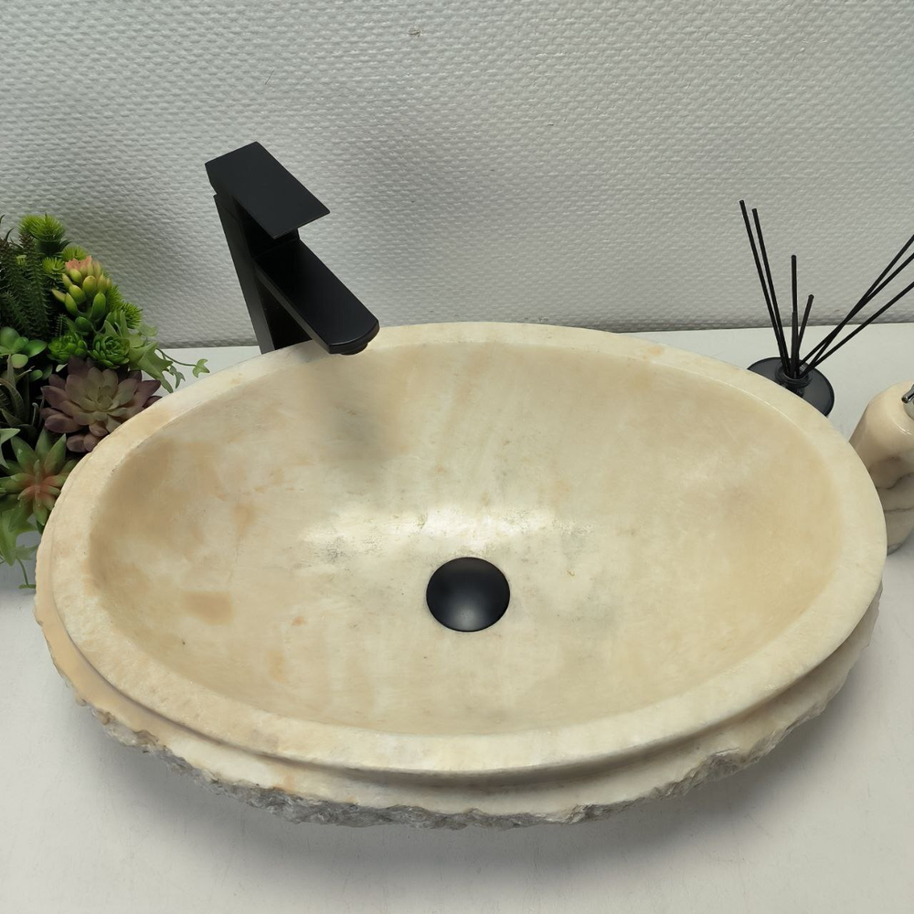 Раковина из оникса Oval White Marmo Wave OO-62640 58*38*15