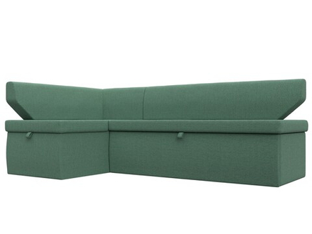 Диван кухонный угловой Омура левый угол, Амур 11 зеленый, Рогожка, 125897L