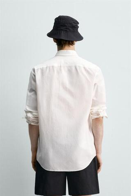 ZARA X AARON LEVINE РУБАШКА СВОБОДНОГО КРОЯ С КАРМАНАМИ, БЕЛЫЙ