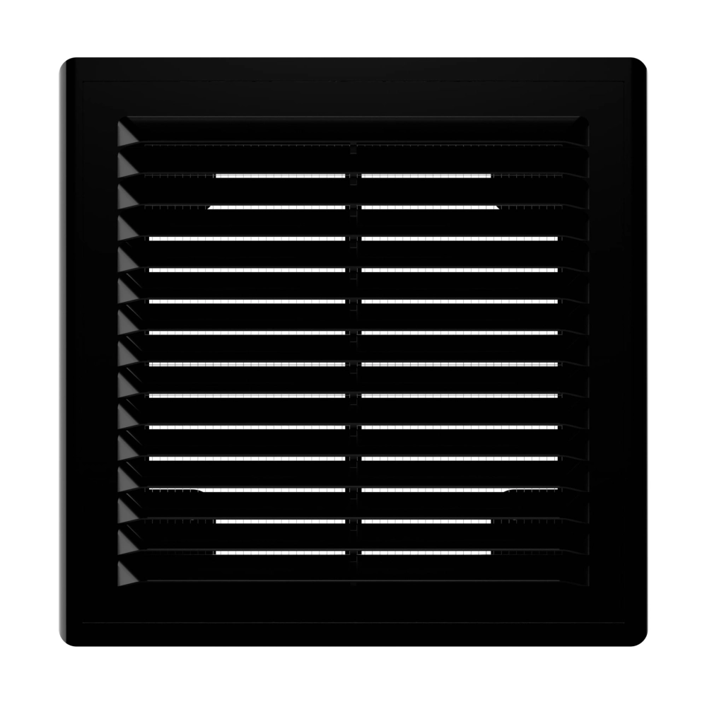 Решетка вен. разъем. с сеткой 150*150 BLACK. 1515Р