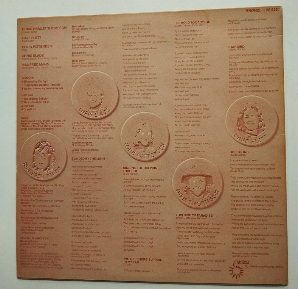 Винтажная виниловая пластинка LP Manfred Manns Earth Band The Roaring Silence (UK 1976)