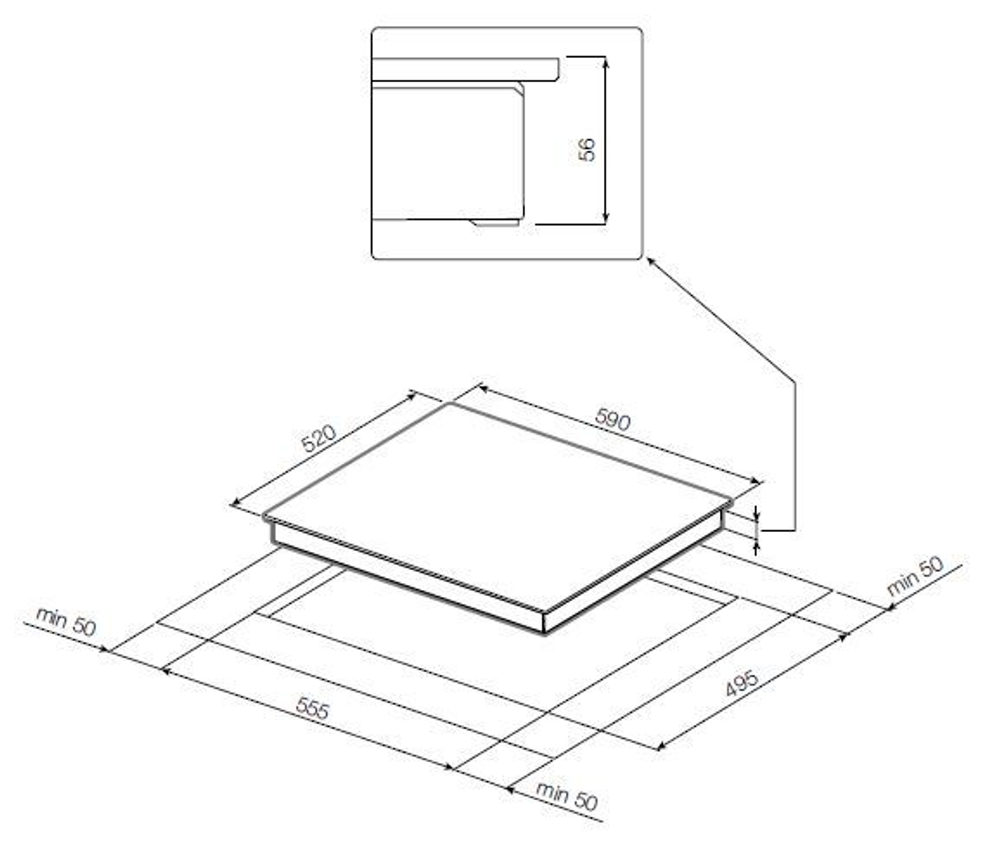 Индукционная варочная панель Graude IK 60.0 AC размеры