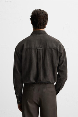 ZARА ДЖИНСОВАЯ РУБАШКА, ЧЕРНЫЙ-КОРИЧНЕВЫЙ