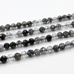 Кварц с шерлом граненый бусины, диаметр около 2,9-3 мм, цена за отрезок 19 см (1/2 нити)