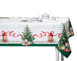 Скатерть 168х450см Mix&Match Home Елочка белая с принтом