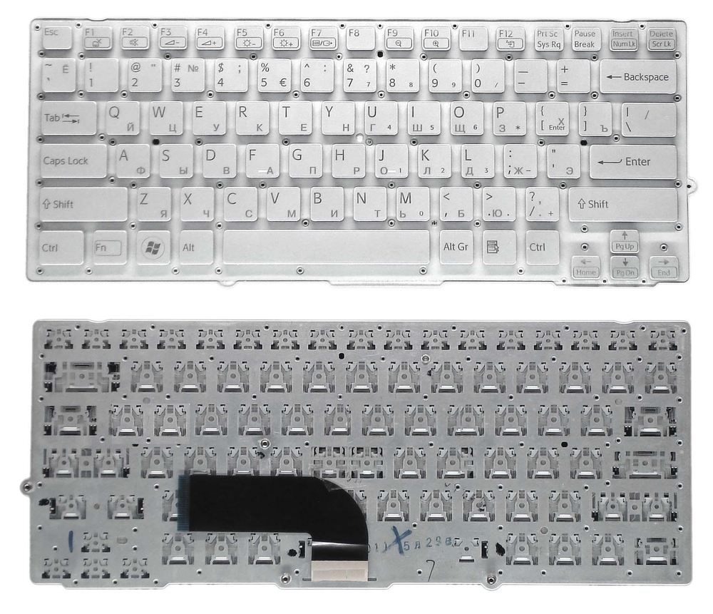 Клавиатура для ноутбука Sony Vaio VPC-SD VPC-SB серебристая